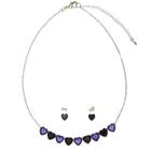 Conjunto Cassia Colar E Brinco Corações Zirconia Tanzanita