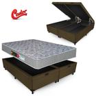 Conjunto Castor Espuma D33 Sleep Max Box Baú Max Ultra Suede Marrom King Size 193x203x67cm