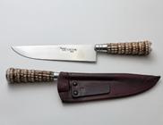 Conjunto chaira e faca aço inox cabo de fibra de Tatu bainha couro 6 polegadas Facas Gaucha 4006RT