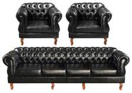 Conjunto Chesterfield Duquesa Sofá 4 Lugares + 2 Poltronas Retrô Vintage