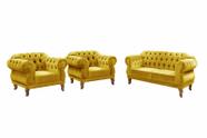 Conjunto Chesterfield Sofá Duquesa 2 lugares + Poltronas Vintage Colonial