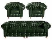 Conjunto Chesterfield Sofá Luis XV 4 Lugares + 2 Poltronas Colonial Vintage