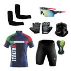 Conjunto Ciclismo Camisa e Bermuda +Par de Luvas + Óculos Esportivo + Par de Manguitos + Bandana - XFreedom