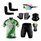 Conjunto Ciclismo Camisa e Bermuda +Par de Luvas + Óculos Esportivo + Par de Manguitos + Bandana - XFreedom