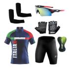 Conjunto Ciclismo Camisa e Bermuda + Par de Luvas + Óculos Esportivo + Par de Manguitos