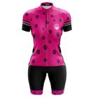 Conjunto Ciclismo Feminino Bermuda e Camisa Patinhas forro em espuma