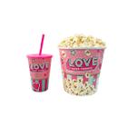 Conjunto Cinema Em Casa Balde De Pipoca + Copo Com Tampa 550ml Personalizado Decorativo Séries Filme