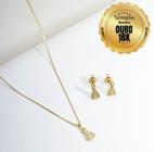 Conjunto Colar E Brincos Nossa Senhora Aparecida Cravejados com Zircônia C/ Caixinha