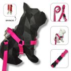 Conjunto coleira, peitoral guia e cinto para cachorro - Modelo Pink