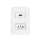 Conjunto com 1 Tomada Usb + 1 Tomada 2p+t 20a 250v, Modular, com Placa 4x2 e Suporte