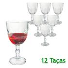 Conjunto Com 12 Taças De Vidro Estrela Luxo Agua Vinho Transparente 300ml