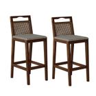 Conjunto com 2 Banquetas Madeira Maciça Rattan Vittoria