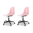 Conjunto com 2 Cadeiras de Escritório Secretária Eames Office Rosa e Preto