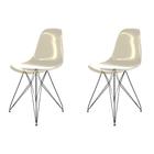 Conjunto Com 2 Cadeiras Eames Eiffel Ambar Empório Tiffany Base Preta - Seatco