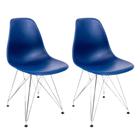 Conjunto Com 2 Cadeiras Eames Eiffel Azul Bic Empório Tiffany Base Aço Cromado