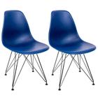 Conjunto Com 2 Cadeiras Eames Eiffel Azul Bic Empório Tiffany Base Preta