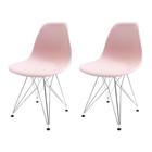 Conjunto Com 2 Cadeiras Eames Eiffel Rosa Empório Tiffany Base Aço Cromado
