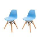 Conjunto Com 2 Cadeiras Eames Infantil Azul Claro Empório Tiffany Base Em Madeira