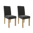 Conjunto com 2 Cadeiras Maia Cimol com Tecido Veludo - Nature/Chumbo