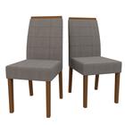 Conjunto Com 2 Cadeiras Para Sala de Jantar Estofadas Isis Madeira Maciça Amendoa Veludo Cinza LO01 New Ceval