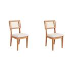 Conjunto com 2 Cadeiras Penny Algodão Cesare Claro e Freijó