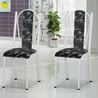 Conjunto Com 2 Cadeiras Tubular 028 Branco Liso Assento Preto Florido Artefamol