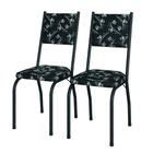 Conjunto Com 2 Cadeiras Tubular Diana Preto Craquelado Assento Floral Artefamol