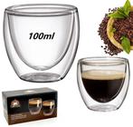 Conjunto com 2 copos p/café dupla parede de vidro borossilicato100ml - CASA AMBIENTE