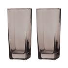 Conjunto Com 2 Copos Vidro Bali Quadrado Sucos 320ml Cinza