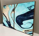 Conjunto com 2 quadros decorativos Abstrato Azul