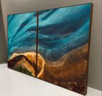 Conjunto com 2 quadros decorativos Abstrato Azul e Laranja