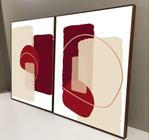 Conjunto com 2 quadros decorativos Abstrato vermelho e bege.