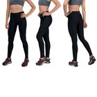 Conjunto com 3 Calças Legging Fitnes Suplex Lisa Cintura Alta Preta - Della Fitness