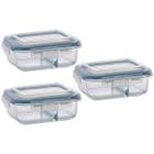 Conjunto Com 3 Potes 640ml Divisória Hermético Marmita