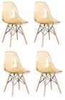 Conjunto com 4 Cadeiras de jantar Eames Chair em Acrílico na cor Ambar