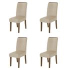 Conjunto Com 4 Cadeiras Estofada Sala De Jantar Grécia Cedro / Bege Dobuê Cedro
