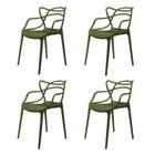 Conjunto com 4 Cadeiras para Sala de Estar Berrini Verde Militar - Sea&Co
