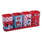 Conjunto com 4 Porta Canetas em Plástico Decorado Minnie - Plasutil