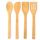 Conjunto com 4 Utensílios de Bambu p/ Cozinhar e Servir 30cm - Utílika