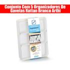 Conjunto Com 5 Organizadores De Gavetas Rattan Branco Arthi