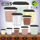 Conjunto com 5 Potes para Mantimentos com Tampa - Organize Alimentos e Produtos de Limpeza com Praticidade