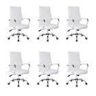 Conjunto com 6 Cadeiras de Escritório Diretor Giratórias Cleaner Branco