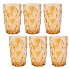 Conjunto Com 6 Copos De Vidro Diamond 350Ml Ambar