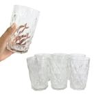 Conjunto com 6 Copos de Vidro Textura Diamante 370ml cada - Praticasa