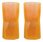 Conjunto Com Dois Copos Rombus Neon Laranja 465ml - Libbey - Globimport