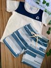 Conjunto com Short Ding Dang - Branco com Azul Premium