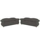 Conjunto com Sofás Chesterfield Merlo 3 lugares 2,30 - Veludo Cinza Chumbo / Decoração, recepção, Barbearia, sala tv - Novo Encanto