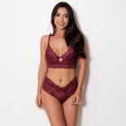 Conjunto Com Sutiã Sem Bojo Com Detalhe no Decote