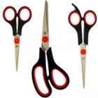 Conjunto Com Três Tesouras Para Escritório e Trabalho Escolar