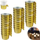 Conjunto Copete 30 Porta Copos Descartavel Cantinho Cafe Plastico Dourado - AMZ